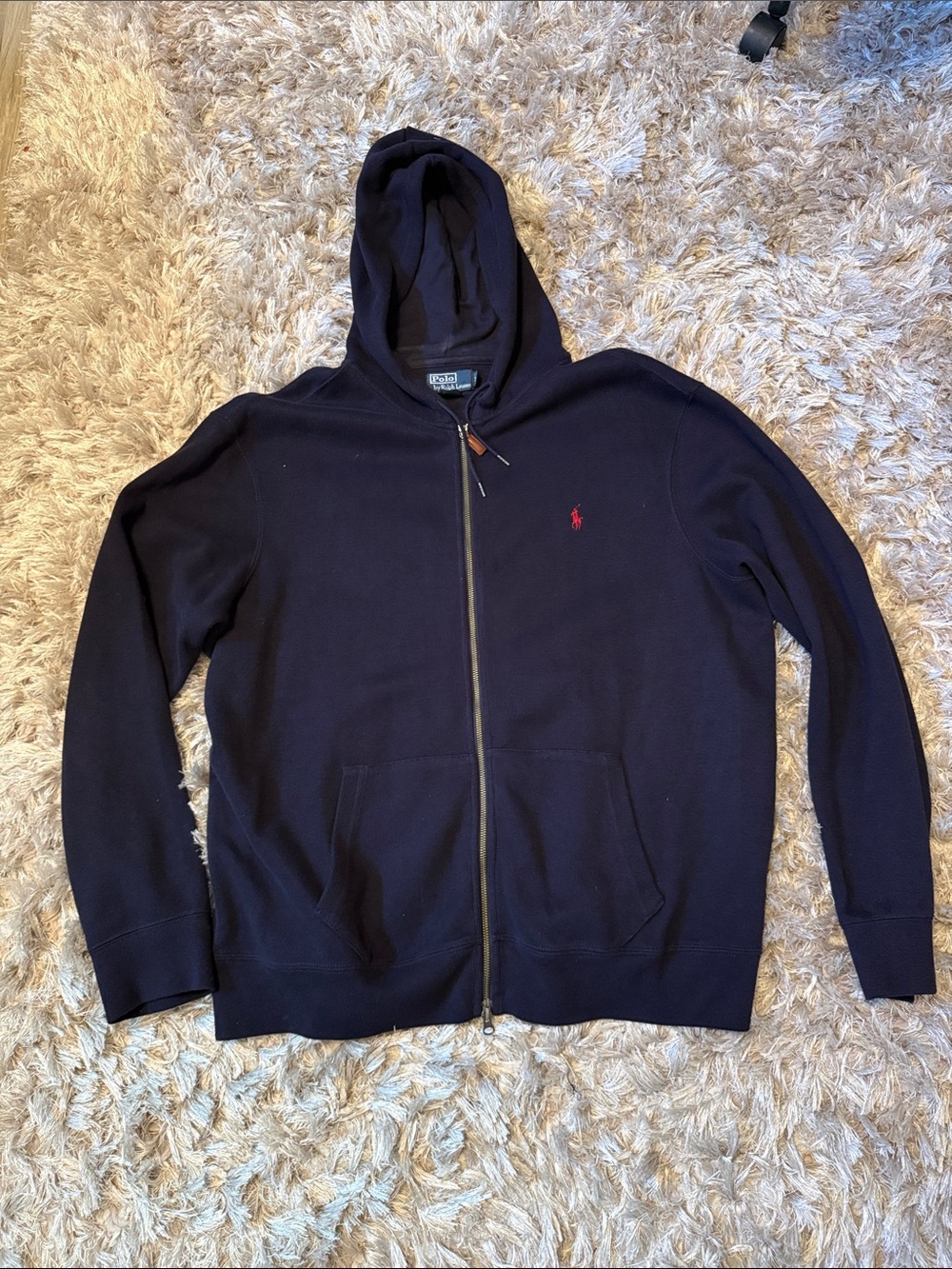 Polo by Ralph Lauren Navy Full-Zip Hoodie with Red Pony Logo